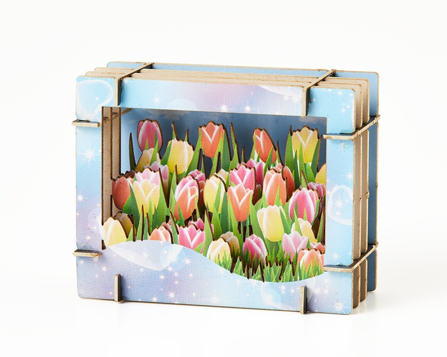 ミニチュア切絵マグネット付きEセット フラワー