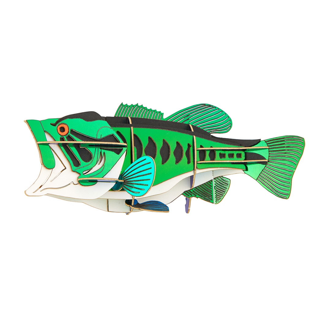 釣り　3D立体　インテリア　バドワイザー　パブミラー　パブサイン　ブラックバス ブラックバス マグネット付き 3D立体ペーパーパズル | マグネット
