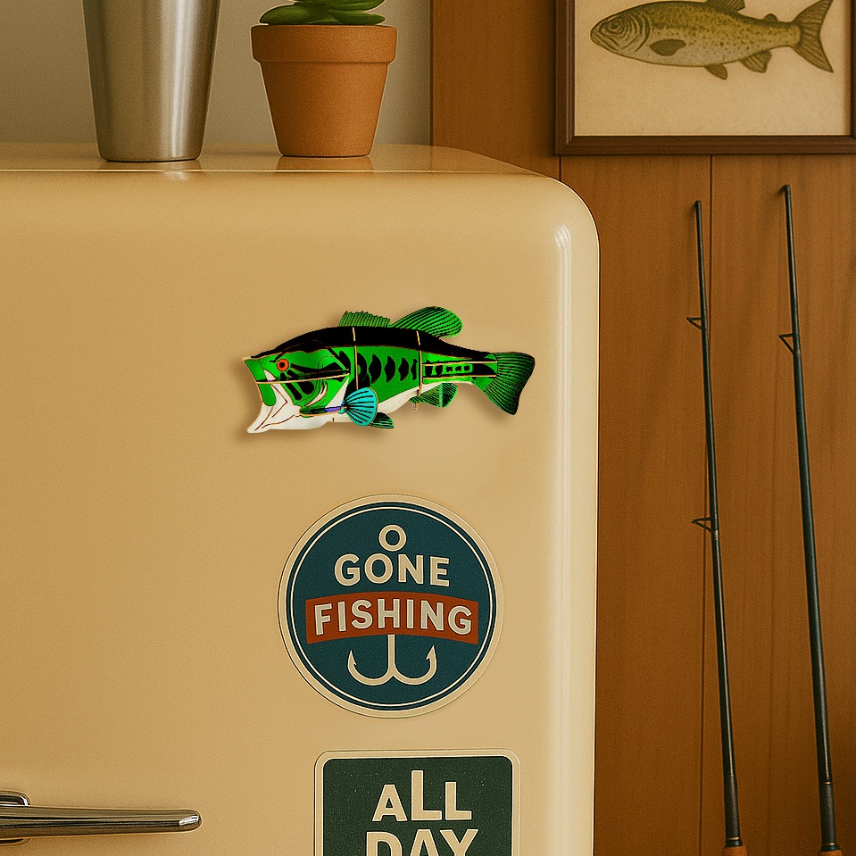 ブラックバス マグネット付き 3D立体ペーパーパズル