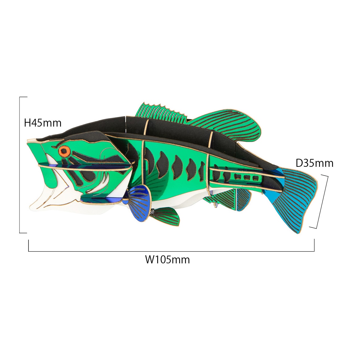 ブラックバス マグネット付き 3D立体ペーパーパズル