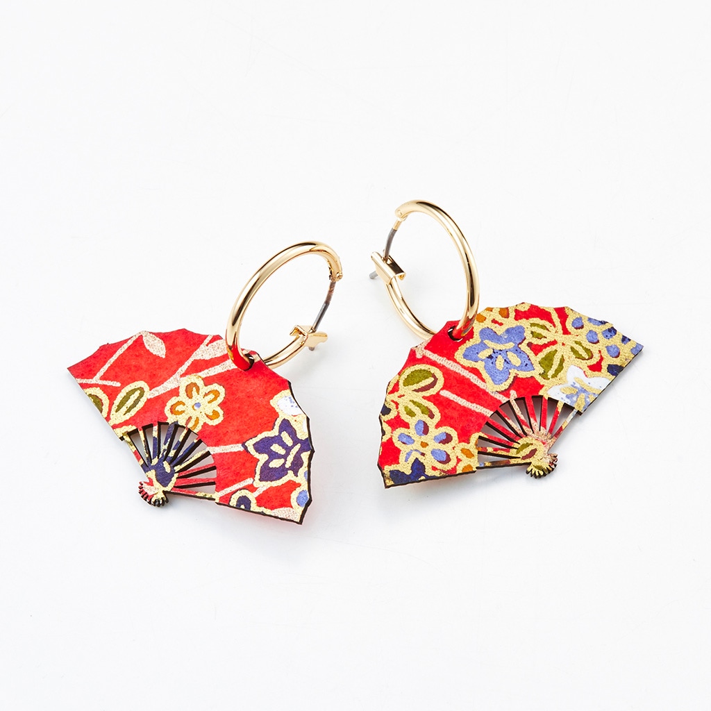 ＜越前和紙＞ペーパーピアス 扇09