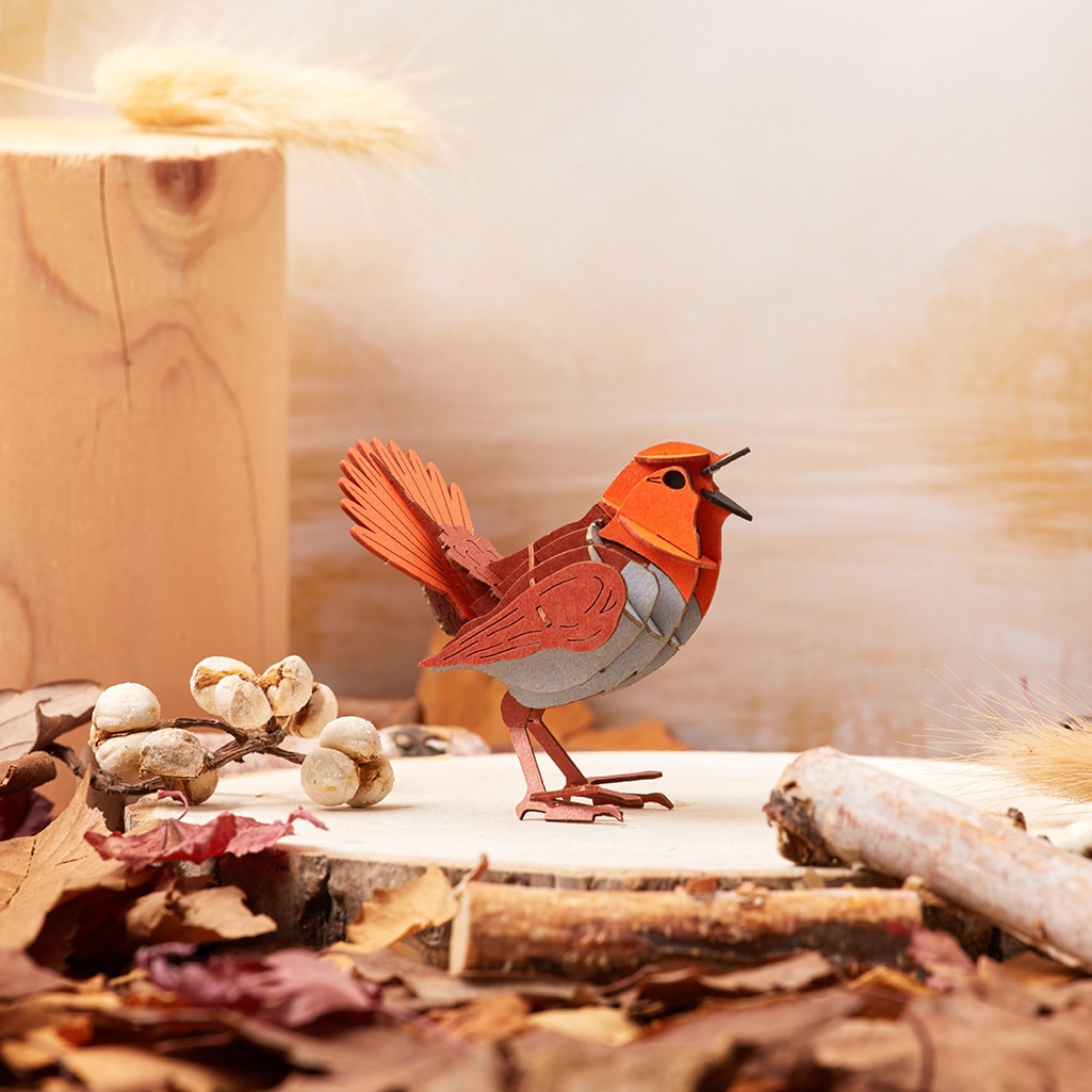 森で出会う-可愛い小鳥の3点セット 3D立体ペーパーパズル