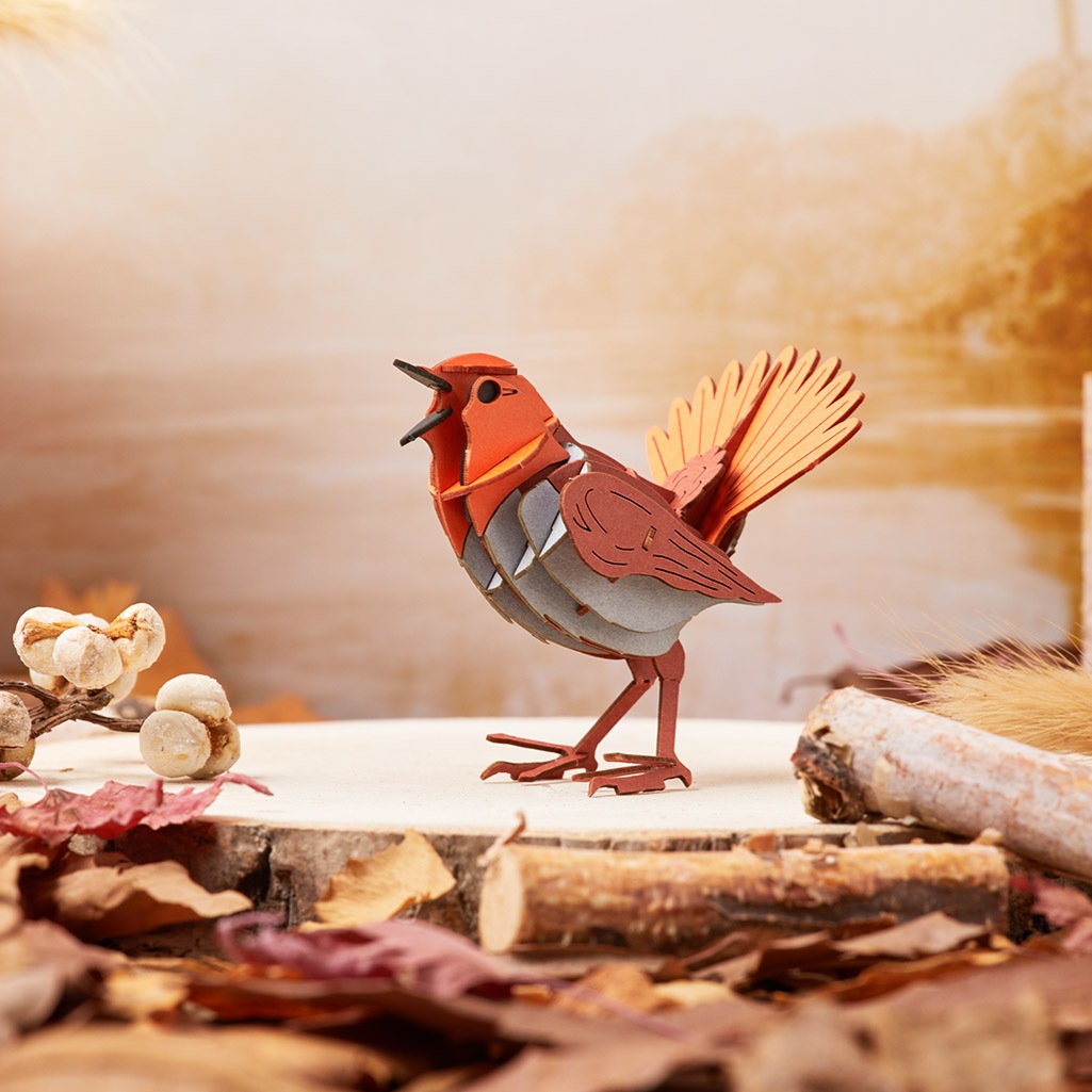 森で出会う-可愛い小鳥の3点セット 3D立体ペーパーパズル