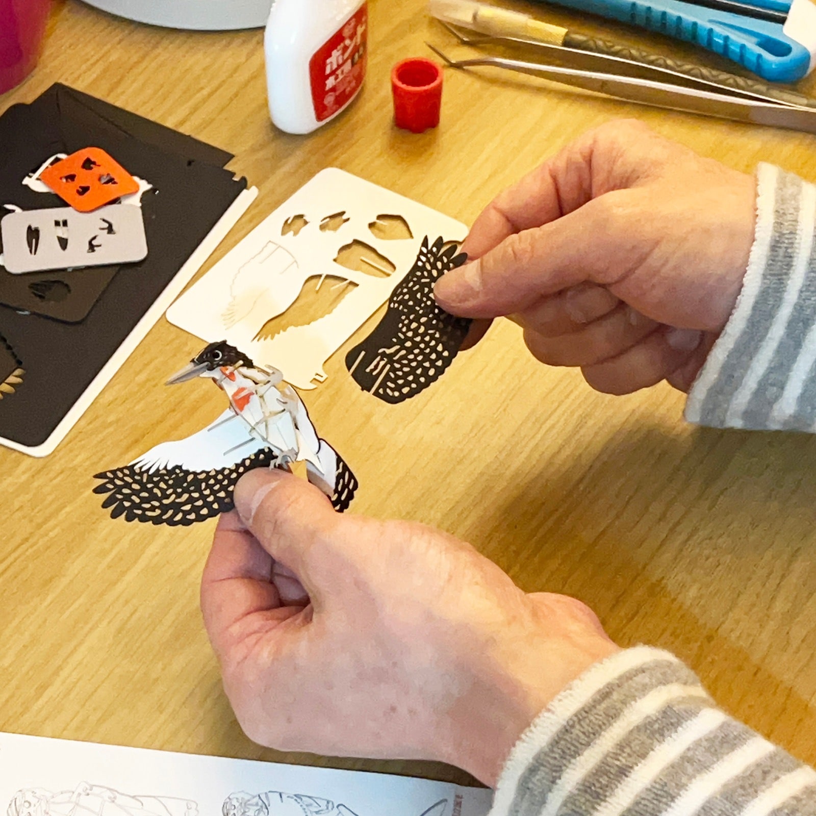 孤高に生きる-個性派バード3点セット 3D立体ペーパーパズル