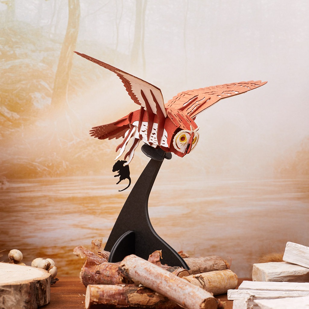 孤高に生きる-個性派バード3点セット 3D立体ペーパーパズル