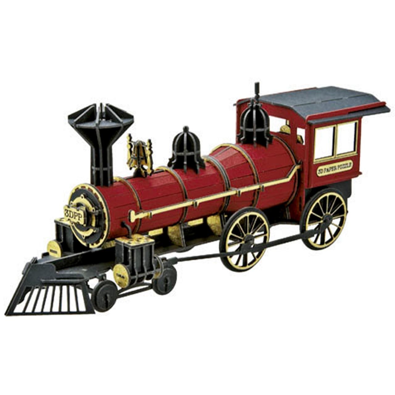 ■蒸気機関車<レッド> 3D立体ペーパーパズル