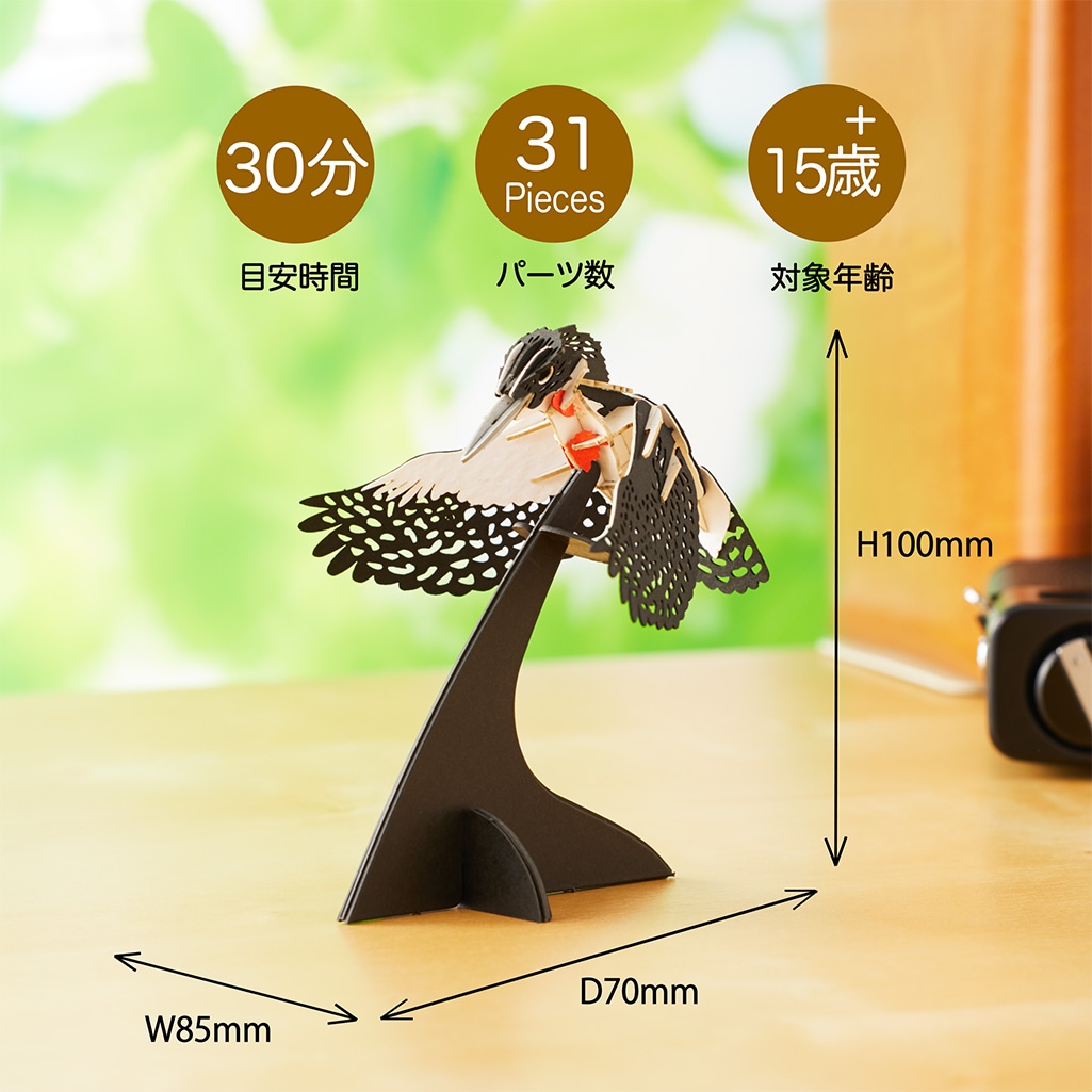 【限定15セット】父の日  ギフト ディスプレイ台付き ヤマセミ 3D立体ペーパーパズル｜メッセージプレート付き