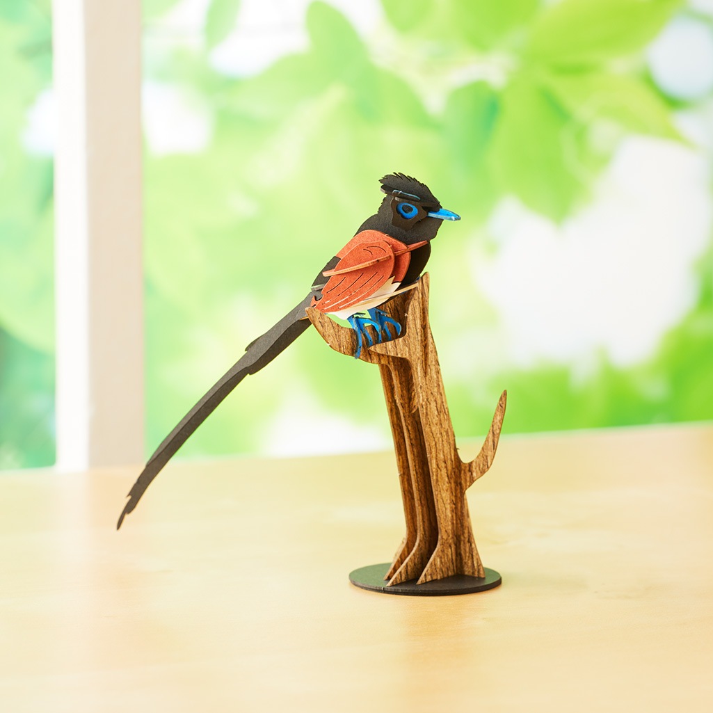 【限定15セット】父の日  ギフト ディスプレイ台付き サンコウチョウ 3D立体ペーパーパズル｜メッセージプレート付き