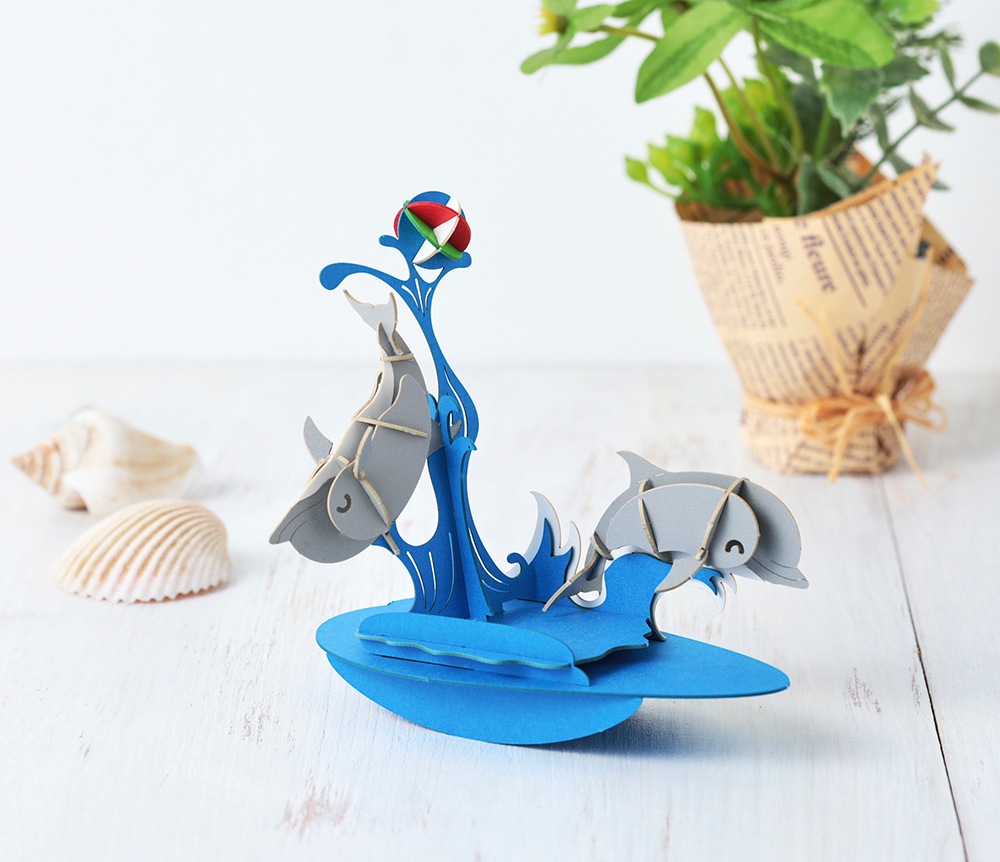 kawaii イルカ 3D立体ペーパーパズル
