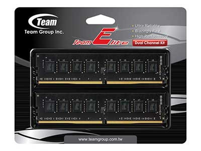 Team 8GB(4GBx2) DDR4 2400MHz (PC4-19200) Elite U-DIMM DDR4 メモリ (TED48GM2400C16DC01)|デスクトップ用メモリ(DIMM)