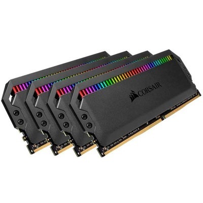 Corsair 32GB(8GBx4) DDR4 3200MHz(PC4-25600) DOMINATOR PLATINUM RGB C16 1.35V Desktop Memory - Black｜