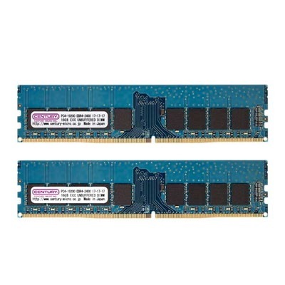 CENTURY MICRO 32GB(16GBx2) DDR4 2400Mhz(PC4-19200) ECC LongDIMM 288pin 2rank｜CK16GX2-D4UE2400|デスクトップ