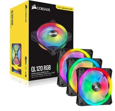 Corsair iCUE QL120 RGB 120mm PWM Triple Fan Kit with Lighting Node CORE120mmファン コントローラー付属モデル｜CO-9050