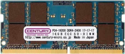 Century Micro 16GB DDR4 2400Mhz(PC4-19200) SO DIMM 260pin 2rank｜CD16G-SOD4U2400|ノート用メモリ(SODIMM)|メモリー