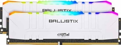 Crucial 64GB(32GBx2) DDR4 3200MHz (PC4-25600) 16-18-18-36 Ballistix White RGB CL16 Unbuffered DIMM 2