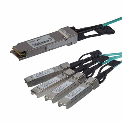 StarTech QSFP+ 最大4台の機器に対応 アクティブ光ブレークアウトケーブル 15m Cisco製QSFP-4X10G-AOC10M互換 40GbE｜QSFP4X10AO15|ネットワーク系