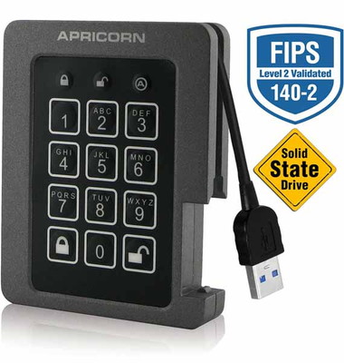 Apricorn Aegis Padlock SSD - USB 3.0 暗号化小型ポータブルストレージ 4TB｜ASSD-3PL256-4TBF|4TB以上|外付けSSD/HDD