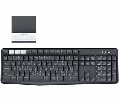ロジクール マルチデバイス ワイヤレス キーボード&スタンド セットモデル グラファイト/オフホワイト｜K370S|ワイヤレスキーボード|キーボード