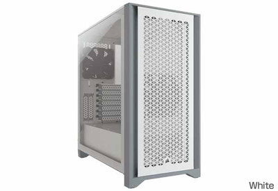 【アウトレット特価・新品】Corsair 4000D Airflow Tempered Glass -White- ケーブルルートシステム採用 ミドルタワー型PCケース ホワイト｜CC-9011201