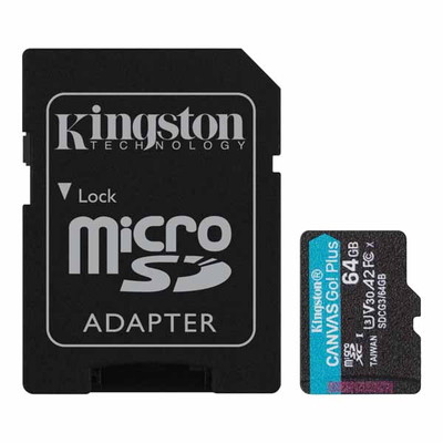 Kingston 64GB microSDXC Canvas Go! Plus microSDメモリカード 170R A2 U3 V30 Card + SDアダプタ｜SDCG3/64GB|SDカード 