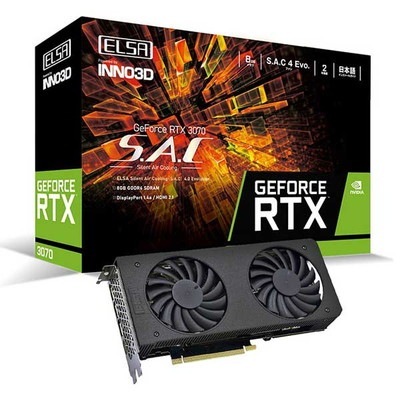ELSA GeForce RTX 3070 S.A.C オリジナルクーラー「S.A.C 4 Evolution」採用のグラフィックボード｜GD3070-8GERS|NVIDIA|ビデオカード