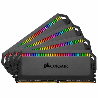 Corsair 128GB(32GBx4) DDR4 3200MHz (PC4-25600) 16-20-20-38 DIMM Unbuffered DOMINATOR PLATINUM RGB ブラ