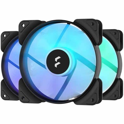 Fractal Design Aspect 12 RGB PWM Black Frame 3-Packデイジーチェーン接続対応 ARGB 120mmｘ3 PWMケースファン ブラック｜FD-F-AS1