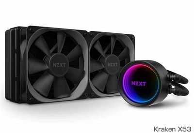 NZXT KRAKEN X53 水冷システム [ ラジエーターサイズ 123x275x30mm : 120mm・ファン2基 ]インフィニティミラーリングLED搭載 RGB LEDコントローラー内蔵 水