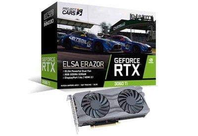 ELSA GeForce RTX 3060 Ti ERAZOR LHR グラフィックボード｜GD3060T-8GEREZH|NVIDIA|ビデオカード