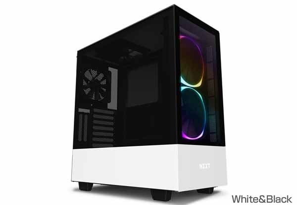 通販pc4u アウトレット特価 新品 Nzxt H510 Elite 前面 側面ガラスパネル Rgb Led発光 ファン制御機能搭載 ホワイト ブラック Ca H510e W1