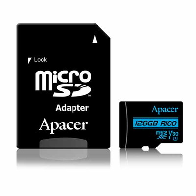 Apacer microSDXC 容量128GB Class10 UHS-I U3 V30 A1 R/W up to 100/80MB/s + adapter｜AP128GMCSX10U7-R|SDカ