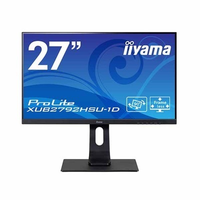 iiyama ProLite 27ワイド液晶ディスプレイ (IPS方式パネル/フルHD/D-Sub/HDMI/DP/昇降/回転/スウィーベル/USBHUB) マーベルブラック｜XUB2792HSU-B