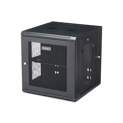 StarTech 19インチ サーバーラック/12U/4ポスト/壁掛けタイプ/取付奥行6cm-50cm/ロック付き｜RK1224WALHM|サプライ/オプション品|NAS｜ハードディスクケース | サ