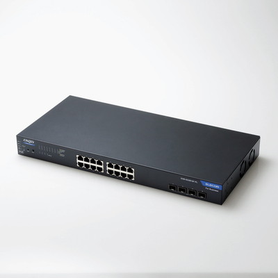 ELECOM レイヤー2 PoE Webスマートギガスイッチ/EHB-SG2B-PLシリーズ/RJ-45×16ポート SFPスロット×4ポート メタル(ブラック)｜EHB-SG2B16F-PL|ハブ/