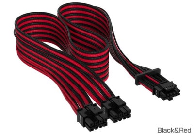 Corsair Premium Individually Sleeved 12+4pin PCIe Gen 5 Type-4 600W 12VHPWR Cable, Black&Red 電源ユニット用
