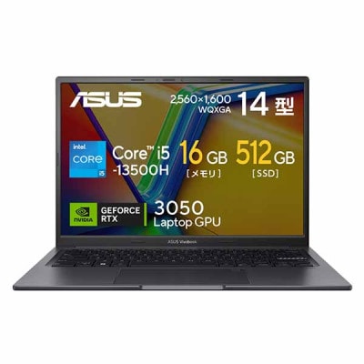 ASUS Vivobook 14X K3405VC NB/インディーブラック/14.0型ワイドTFTカラー液晶 2560x1600/Windows 11 Home｜K3405VC-NZ141W|ノート