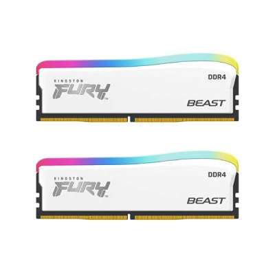 Kingston 16GB(8GBx2) DDR4 3600MHz(PC4-28800) CL17 DIMM FURY Beast White RGB Special Edition ホワイト｜KF4