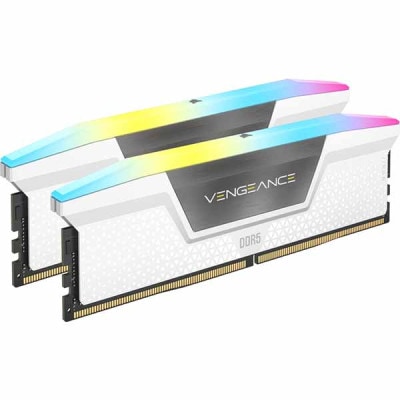 Corsair 32GB(16GBx2) DDR5 6000MT/s (PC5-48000) 30-36-36-76 UDIMM XMP 3.0 VENGEANCE RGB ホワイト 1.4V｜CMH