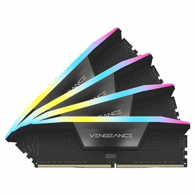 Corsair 96GB(24GBx4) DDR5 5600MT/s 40-40-40-77 UDIMM XMP 3.0 VENGEANCE RGB ブラック 1.25V｜CMH96GX5M4B560