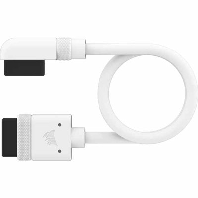 Corsair iCUE LINK Cable, 2x 200mm with Straight/Slim 90° connectors, White iCUE LINK対応デバイスを接続する 片側90