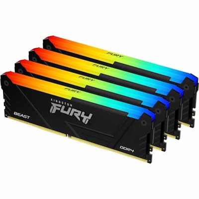 Kingston 128GB(32GBx4) DDR4 2666MT/s CL16 DIMM FURY Beast RGB｜KF426C16BB2AK4/128|デスクトップ用メモリ(DIMM)|メモ