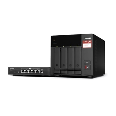 QNAP NASのTS-473A とスイッチのQSW-1105-5T セット販売品｜TS-473A-SW5T|3.5インチSATA用 ハードディスク ケース|NAS｜ハードディスクケース | サーバー