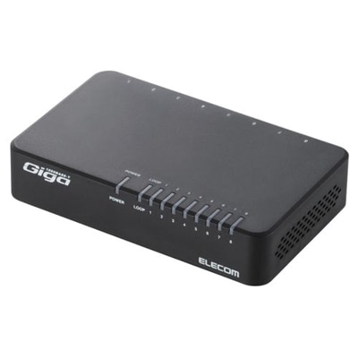 ELECOM 1000BASE-T対応スイッチングハブ/EHC-G08PA2シリーズ/8ポート プラスチック(ブラック) 磁石付き｜EHC-G08PA2-JB|ハブ/スイッチングハブ|ネットワーク