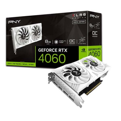 【アウトレット特価・新品】PNY GeFORCE RTX 4060 8GB XLR8 Gaming OC DUAL FAN WHITE EDITION グラフィックボード ホワイト｜VCG40608D