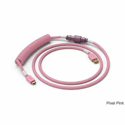 【アウトレット特価・新品】Glorious Coiled Cable - Pixel Pink キーボード用USBコイルケーブル ピクセルピンク｜GLO-CBL-COIL-PP|サプライ/オプション品