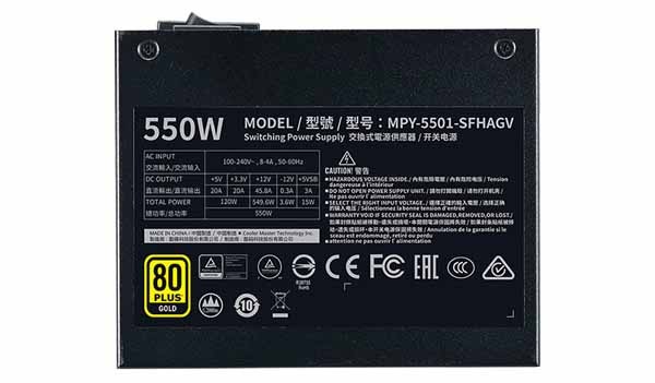 動作品SFX電源 CoolerMaster V550 SFX GOLD 550W Cooler Master V550 SFX Gold Full Modular, 550W, 80+ Gold