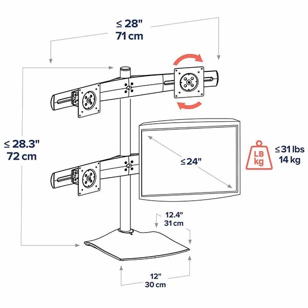 ERGOTRON DS100 クワッドモニタースタンド 4画面用 24インチ(56.2kg