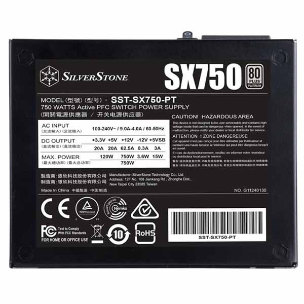 SILVERSTONE SX750 Platinum 750WフルモジュラーSFX 80 PLUS
