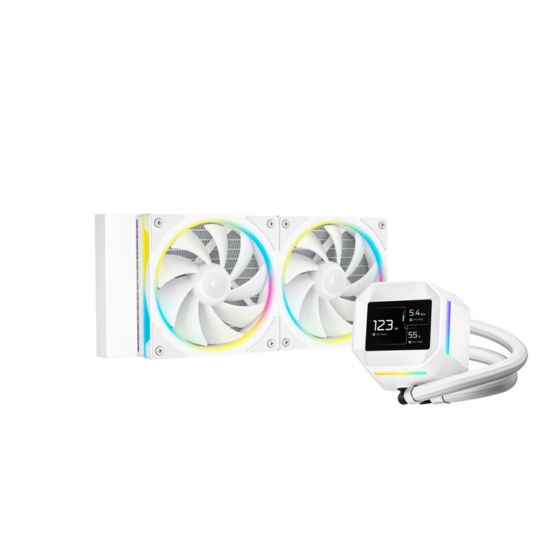 LM240 WH 水冷クーラー 2ファン Deepcool LM240 WH 2.4インチ液晶搭載 高性能簡易水冷クーラー