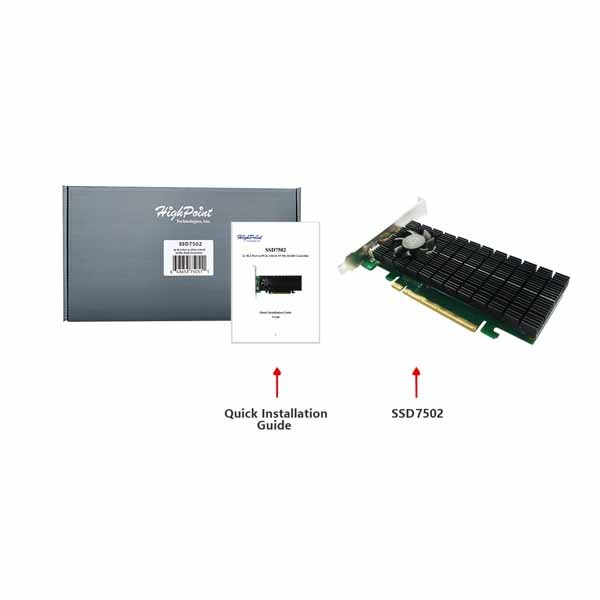 HighPoint SSD7502 PCIe 4.0 x16 2-Ports M.2 NVMe RAID Controller
